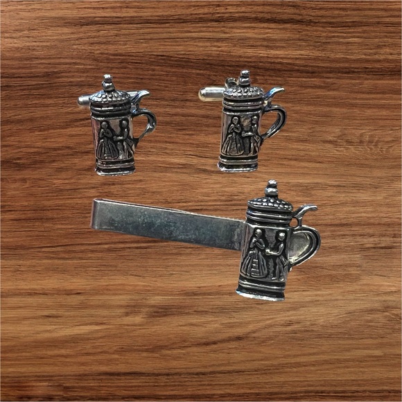 Vintage Collectible Beer Stein Cuff Links and Tie Bar. - Picture 2 of 4